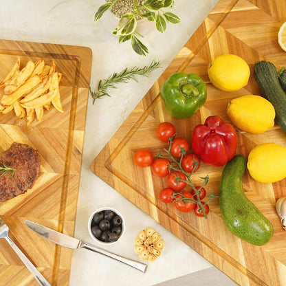 Solid Acacia Wood 20"x15" Large Cutting Board Butcher Block