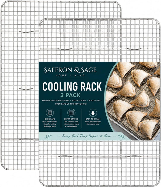 Cookie Cooling Rack, Heavy Duty Stainless Steel Cooling Racks for Cooking and Baking, 11.8 x 16.8 x 1 Inch, Dishwasher Safe, Rust Resistant, Fits Half Sheet Pan