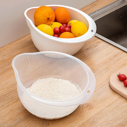 DOPMEP Rice Washer Strainer Bowl, Stainless Steel Colander with Side Drainers - Ideal for Soaking, Washing, Cleaning, and Rinsing Rice, Fruits, Vegetables & Beans, Versatile Kitchen Tool