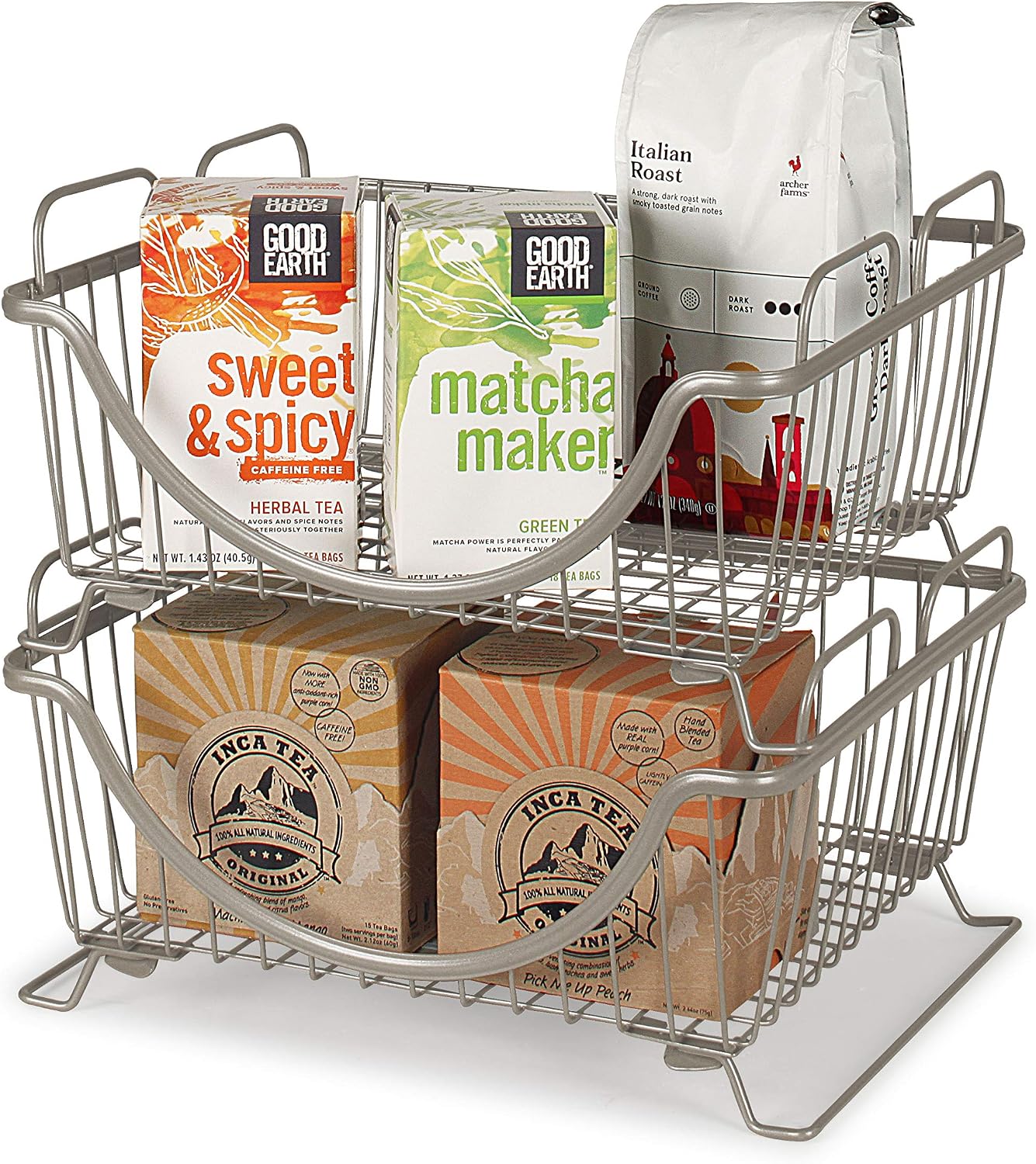Spectrum Diversified 20077 Ashley Stackable Basket Tray, Satin Nickel