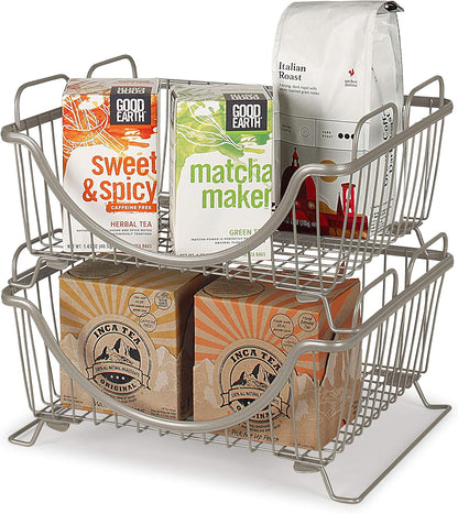 Spectrum Diversified 20077 Ashley Stackable Basket Tray, Satin Nickel