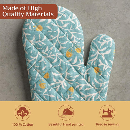 Maison d' Hermine 100% Cotton Oven Mitt & Pot Holder Set (7.5"x13" & 8"x8") - Colors C