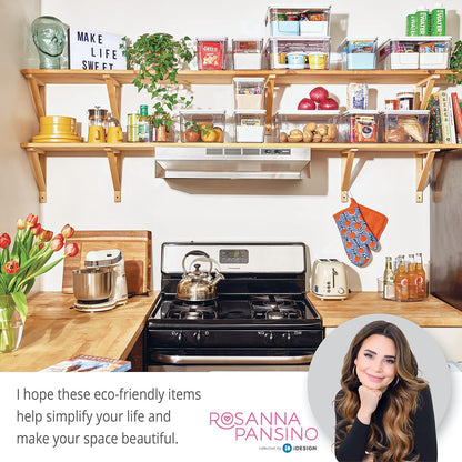 Rosanna Pansino x iDesign Recycled Plastic Divided Lazy Susan Turntable with Lid, Clear Bin/Marshmallow Divider, 10" D x 3.69" H