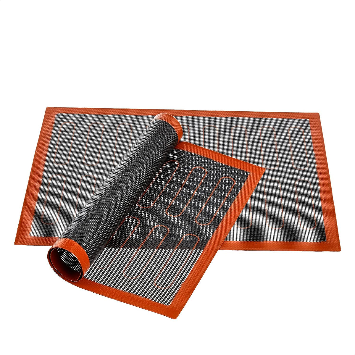 Amazon Basics Non-Stick Silicone Baking Mat, Non-Slip, Heat Resistant, for Dough Rolling, Reusable, Easy to Clean, Rectangular, 15.7" x 11.8", Black/Red/White, 2 Pack