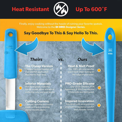 DI ORO Silicone Ladle - Soup & Serving, 600F Heat Resistant, Black