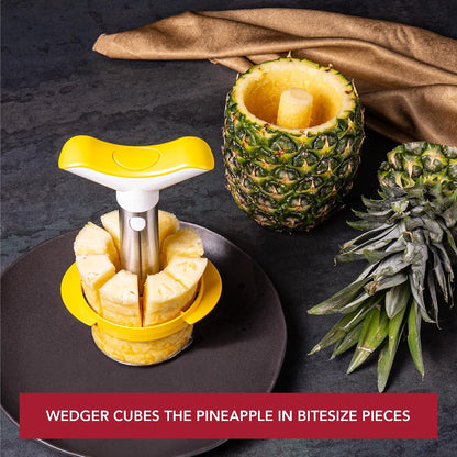 Vacu Vin, 4874360, Pineapple Slicer & Wedger Stainless Steel/Yellow