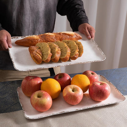 Melamine Serving Platters, set of 2, 17" x 10" Large Reusable BPA Free Rectangular Party Tray/Platters for Serving Appetizers, Fruits On Christmas and all Occasions,Red