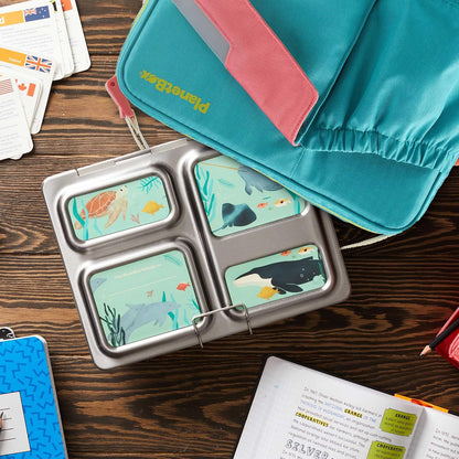 PlanetBox Rover Stainless Steel Bento Box Style Lunch Box Kit for Kids with 5 Compartments – xxxx Edition includes Insulated Lunch Bag, Leakproof Food Containers and Matching Magnets