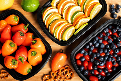 SafeWare Meal Prep Container Reusable 2 Compartment With Lids 28oz (25 Sets)- Food Prep Containers, Food Storage Bento Box | Stackable | Microwave | Dishwasher | Freezer Safe.