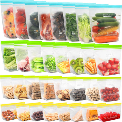 SPLF 12 Pack Reusable Gallon Freezer Bags Dishwasher Microwave Safe, 1 Gallon BPA Free Leakproof Food Storage Bags, Silicone Free Containers for Meal Prep, Fridge Kitchen Organization