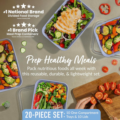 Bentgo Prep - 20-Piece 1-Compartment Reusable Meal Prep Containers with Lids, PFAS & BPA Free Materials, Durable, Microwave, Freezer, & Dishwasher Safe To Go Food Storage (Gold)
