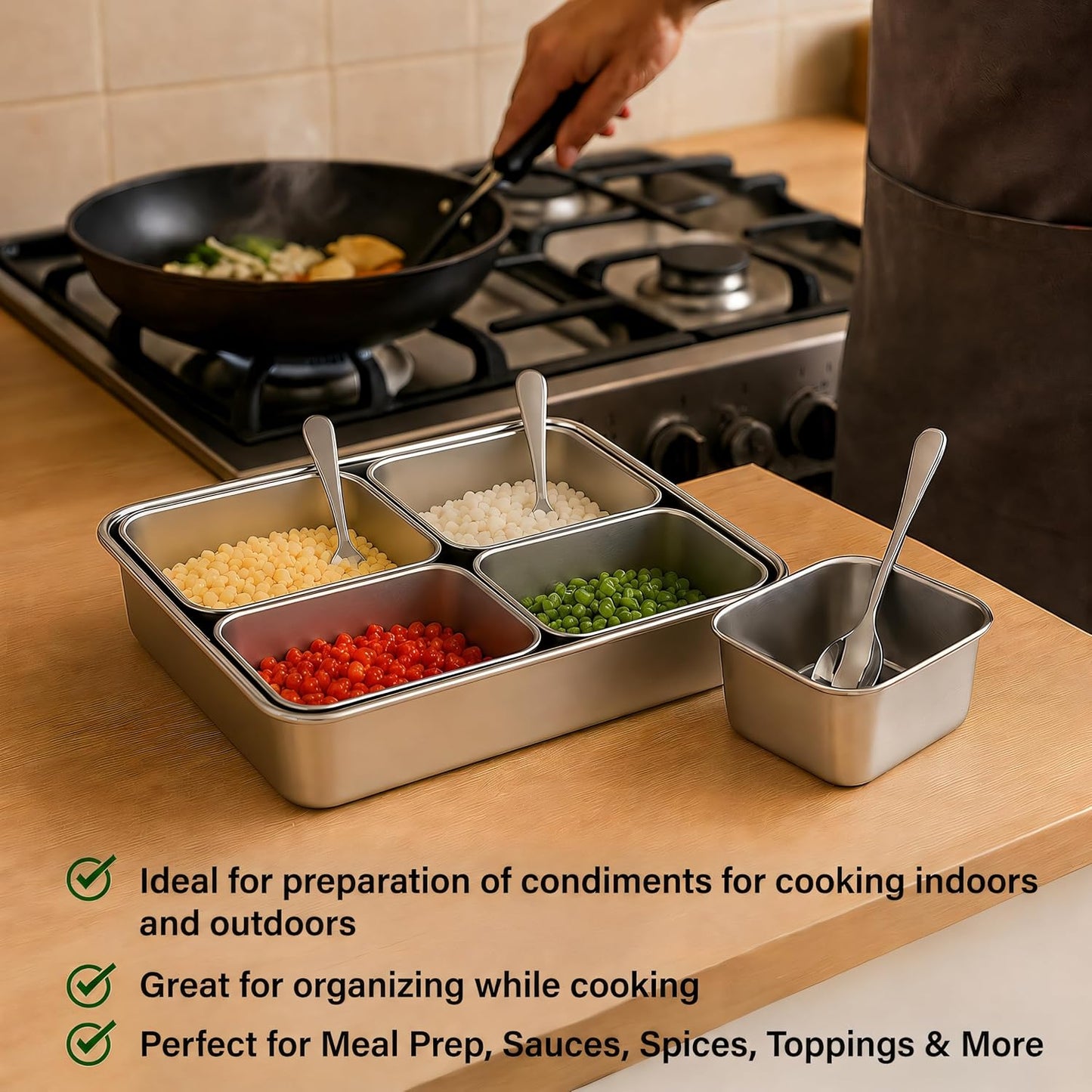 Stainless Steel Yakumi Pan, Yakumi Pans, Yakumi Mise En Place, Mise En Place Containers, Japanese Food Container, Condiment Containers, Multi Compartment Food Containers (8 Compartment)