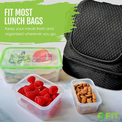 Bento Box for Kids and Adults - Reusable Lunch Box Meal Prep Containers - 3 Compartment Snack Box Container with Airtight Lid - Dishwasher, Freezer, Microwave Safe Food Snack Storage (39 oz, 7 Pack)