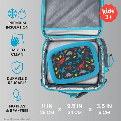 Bentgo Kids Lunch Bag - Durable, Double-Insulated Lunch Bag for Kids 3+; Holds Lunch Box, Water Bottle, & Snacks; Easy-Clean Water-Resistant Fabric & Multiple Zippered Pockets (Mermaid)