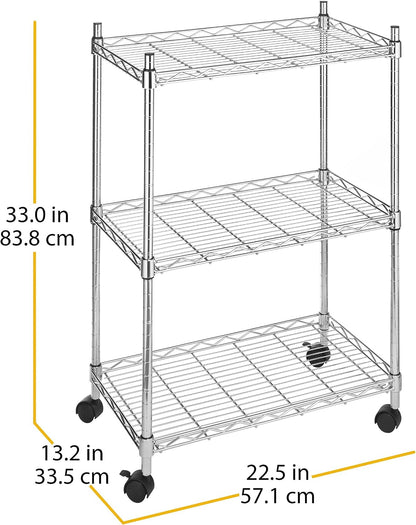 Whitmor 2-Wire Shelving Unit, Metal Storage Shelves, Stacking Shelf with Basket, Easy Assembly Home Organizer for Pantry, Kitchen, Garage, Plant