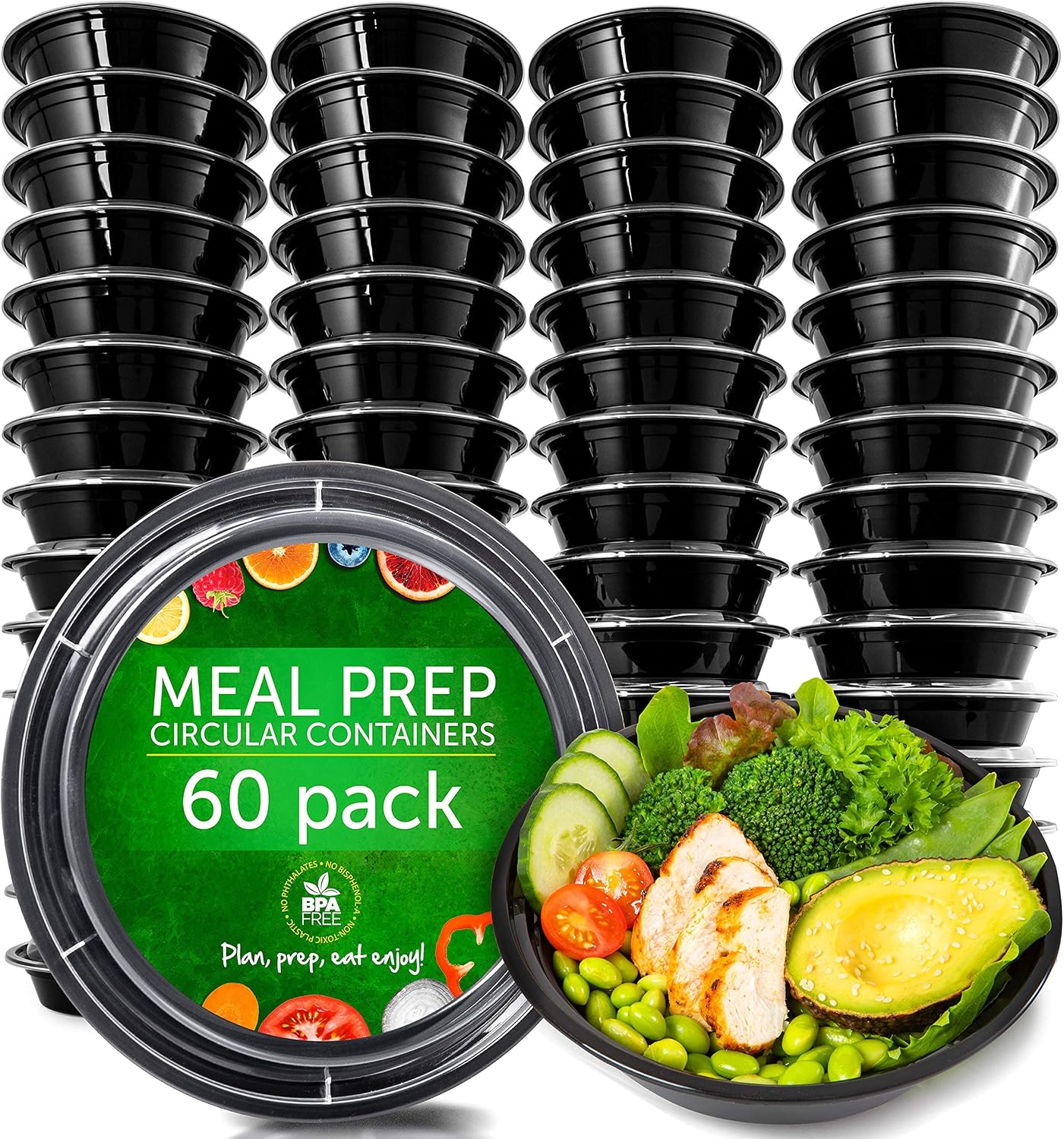 Prep Naturals 50 Pack Meal Prep Containers Reusable | BPA-Free Meal Prep Containers - Airtight Lids, Microwave, Freezer & Dishwasher Safe (50-Pack, 25 oz)
