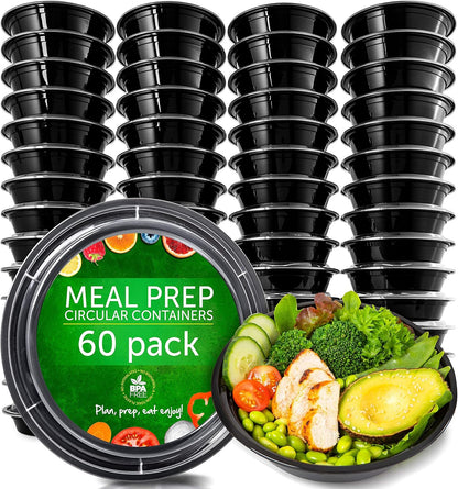Prep Naturals 50 Pack Meal Prep Containers Reusable | BPA-Free Meal Prep Containers - Airtight Lids, Microwave, Freezer & Dishwasher Safe (50-Pack, 25 oz)