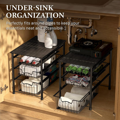 Simple Houseware Stackable Basket Drawer, Chrome