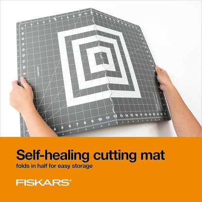 Fiskars 3-Piece Fabric Cutting Set, Rotary Cutter, Cutting Mat & Ruler