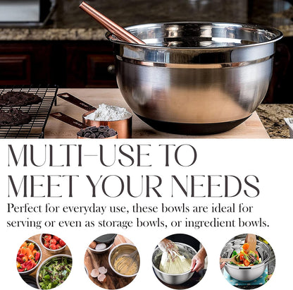 Bellemain Stainless Steel Non-Slip Mixing Bowls with Lids (4-Piece Set)