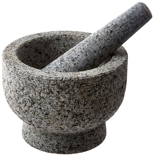 Kota Japan 6 in Heavy Granite Mortar and Pestle Set, 2 Cup, Molcajete