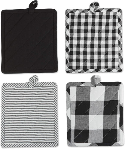 DII Gingham Check Kitchen Collection, Pink, Potholder Set