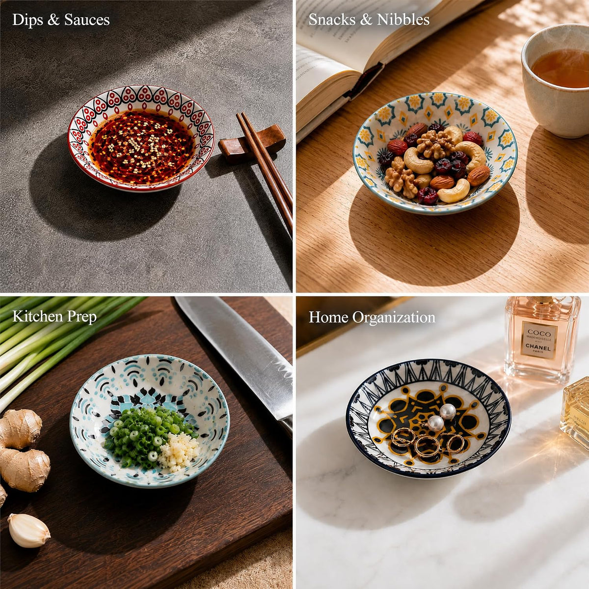 Cedilis 12 Pack Ceramic Soy Sauce Dish, 3.5oz Small Dipping Bowls