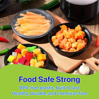 Meal Prep Containers Round [10 Set] x [16 oz] with Lids, 1 compartment, Stackable, Reusable, Leakproof, Food Safe, Microwave, Freezer & Dishwasher Safe for Food Prep Storage (10 Set, 16 oz)
