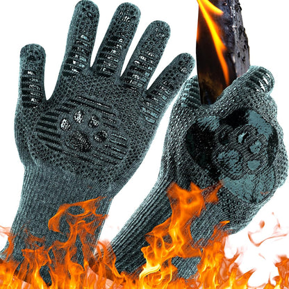 UBeesize Lengthen BBQ Gloves (Phoenix), 1472°F Heat Resistant Grill Glove, 14 inch Fireproof Oven Gloves for Cooking, Non-Slip Fire Glove for Grilling, Barbecue, Smoker, Baking, Frying