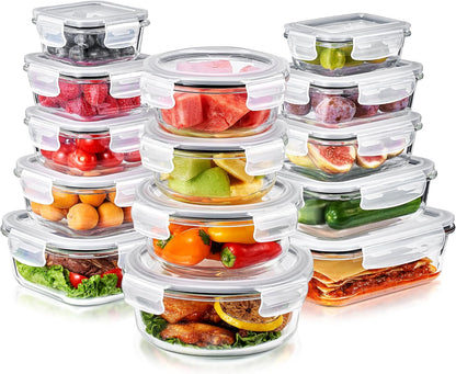 Sorbus 16pc (8 Rectangular 35oz Food Storage Containers and 8 Airtight Lids) – 4.4 Cup Glass Meal Prep Containers, Dishwasher, Freezer, and Oven Safe – Reusable Glass Food Containers for Meal Prep