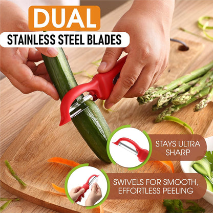 Spring Chef Premium Swivel Vegetable Peeler, Soft Grip Handle and Ultra Sharp Stainless Steel Blades - Perfect Kitchen Peeler For Veggie, Fruit, Potato, Carrot, Apple - Mango