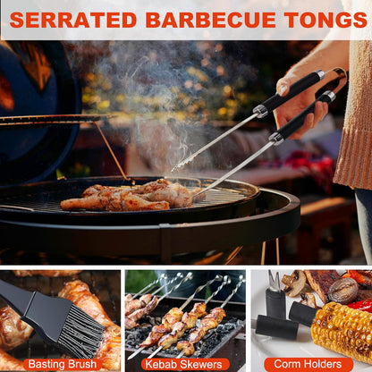 Grilljoy BBQ Accessories Grill Tools Set - 22PCS Stainless Steel Barbecue Grill Accessories for Outdoor Grill with Black Aluminum Case - Christmas Grilling Gifts for Men & Dad -Grill Tools Kit