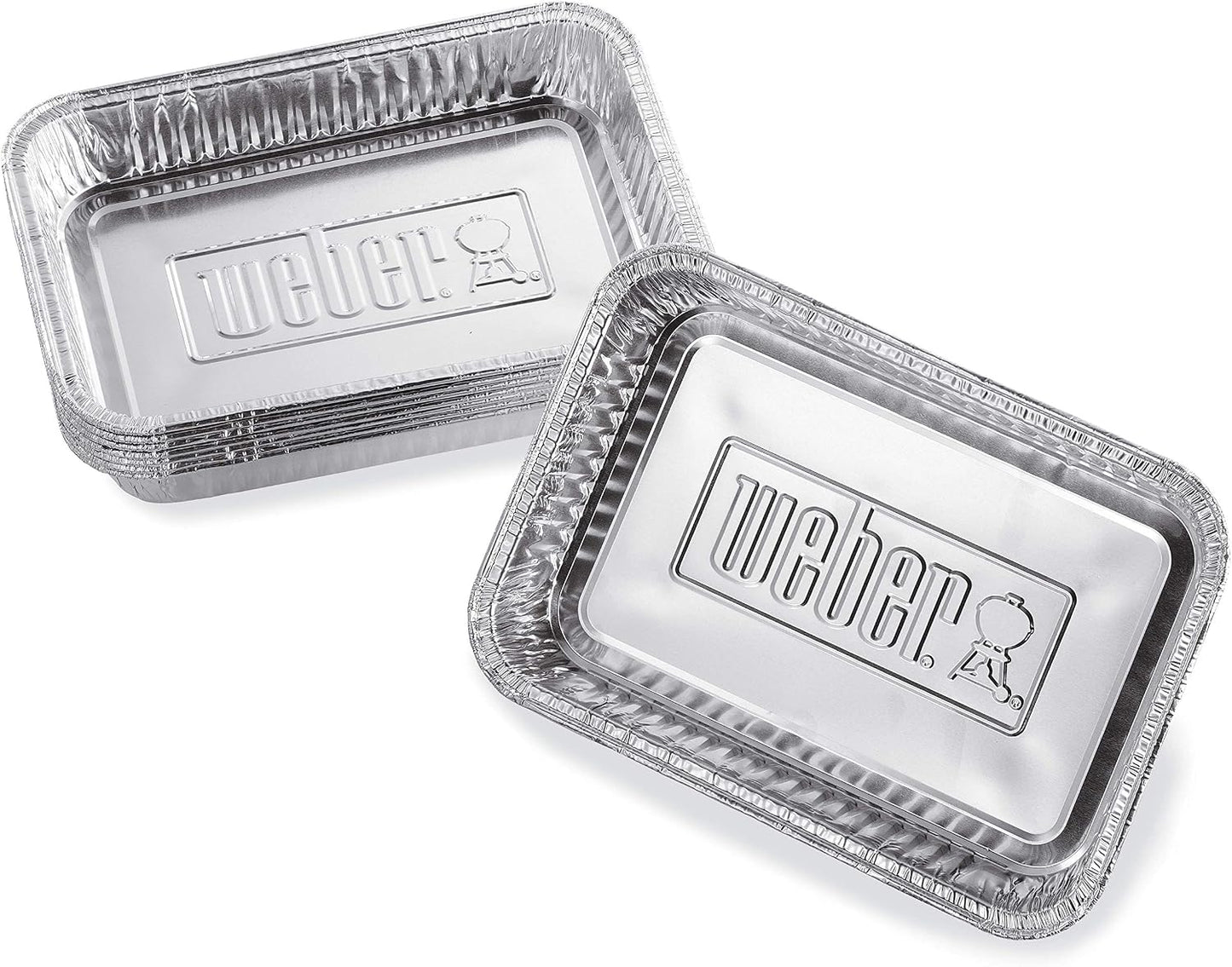 Weber Aluminum Drip Pans 10‑Pack – Disposable Foil Pans for Indirect Cooking, Catching Drippings, Ideal for Roasts, Turkeys & Gravy Drippings - Compatible with Weber Gas Grills - Grill Accessory