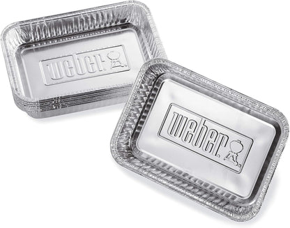 Weber Aluminum Drip Pans 10‑Pack – Disposable Foil Pans for Indirect Cooking, Catching Drippings, Ideal for Roasts, Turkeys & Gravy Drippings - Compatible with Weber Gas Grills - Grill Accessory