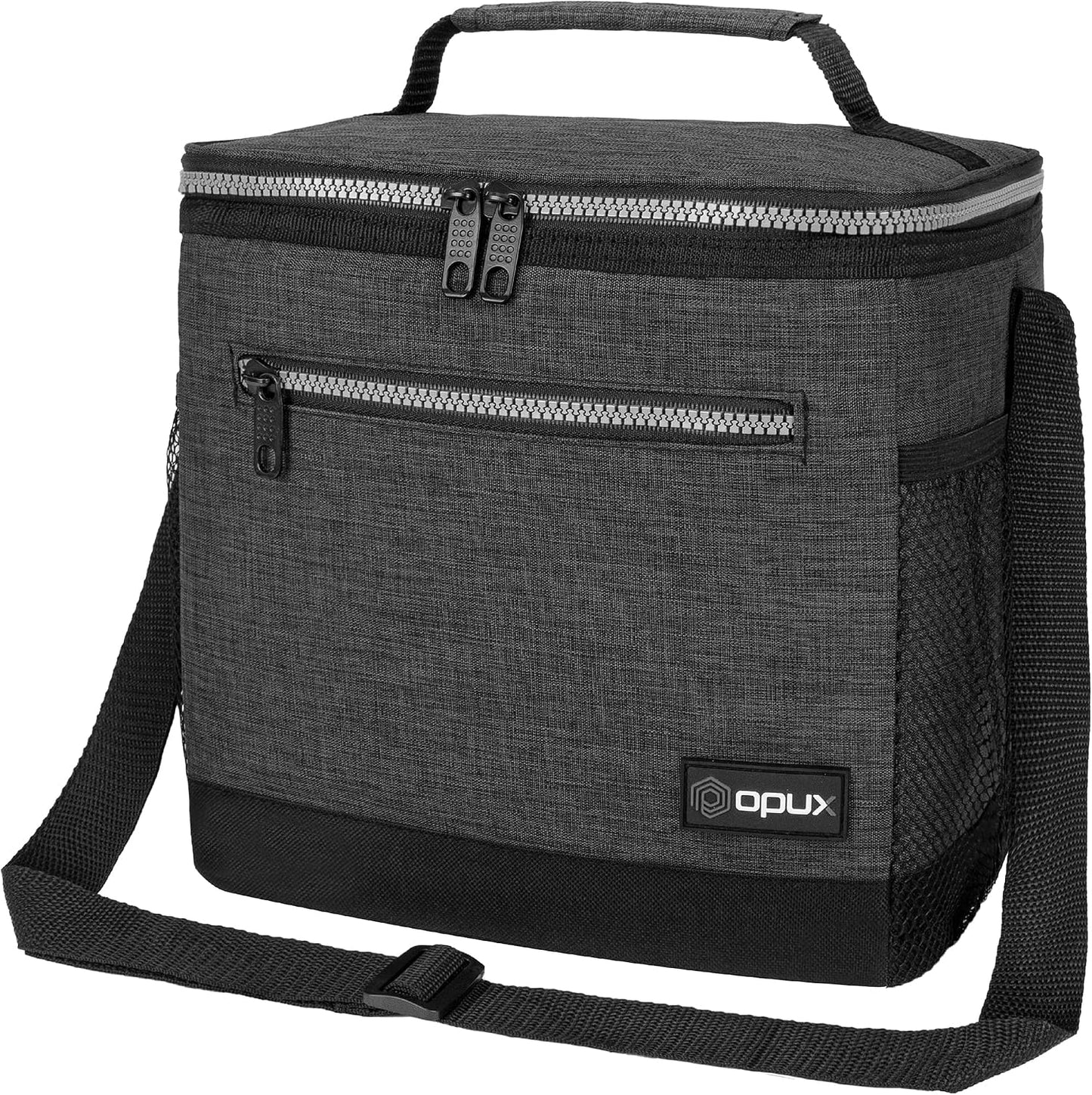 opux Insulated Lunch Box Men Women, Lunch Bag for Work School, Leakproof Soft Cooler Tote Adult, Large Lunch Pail Kids Boys Girls, Picnic Beach Food Bag with Shoulder Strap, Purple Floral