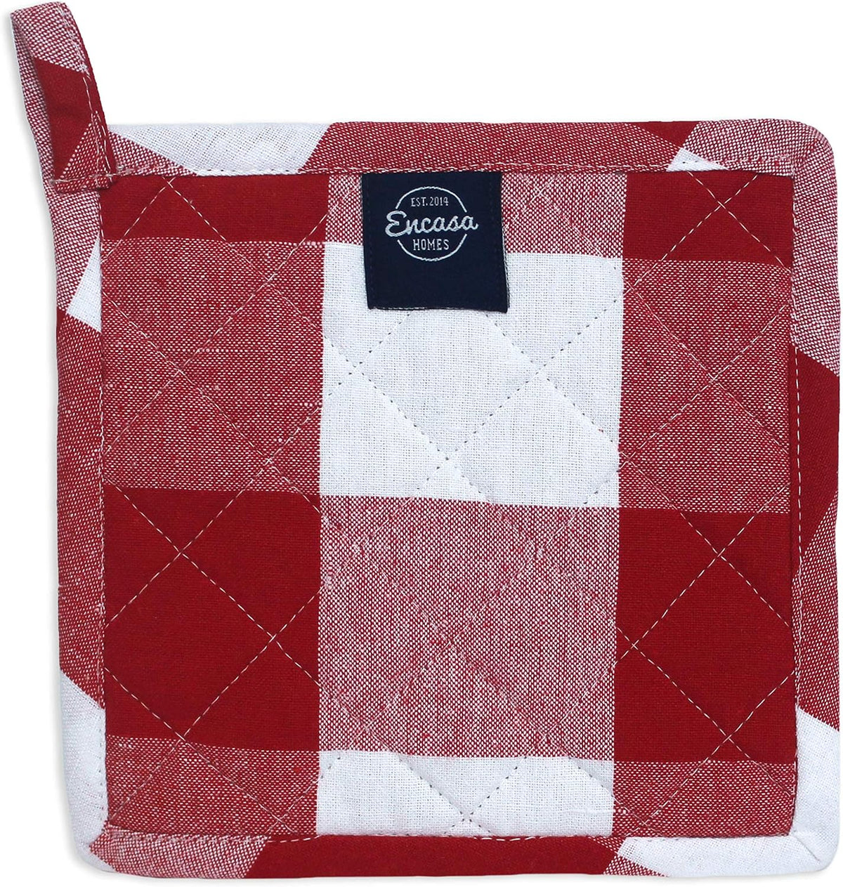 Encasa XO Pot Holders, Quilted Kitchen Hot Pads 8"x8" Black