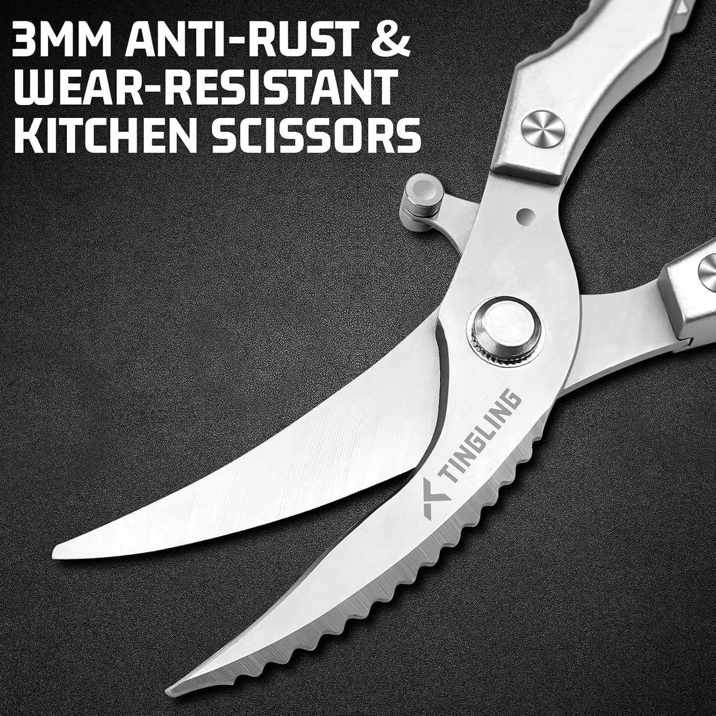 Kitchen Scissors for Food All Purpose: Heavy Duty Poultry Shears for Chicken Bone and Meat, Stainless Steel Cooking Scissors