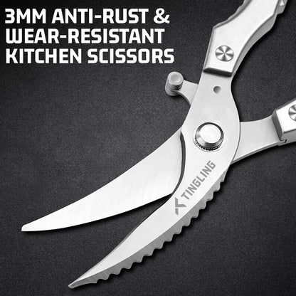 Kitchen Scissors for Food All Purpose: Heavy Duty Poultry Shears for Chicken Bone and Meat, Stainless Steel Cooking Scissors