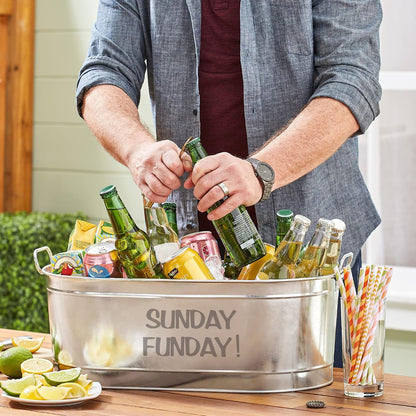 Let's Make Memories Personalized Beverage Tub - Custom Beverage Tub - Customize With Name & initial - Galvanized Drink Tub - 20 ¾"L x 11 ¾"W x 7" H - 5.5 Gallons
