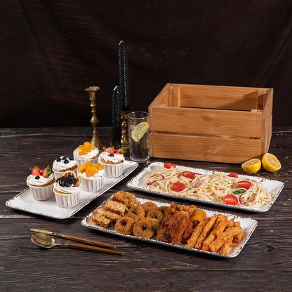 Chip & Dip Serving Tray Set, 4 Sectional Round Melamine Serving Platter, Relish Tray, Round Compartment Appetizer platter for Veggies, Candy and Snacks, Matte Black, Set of 2