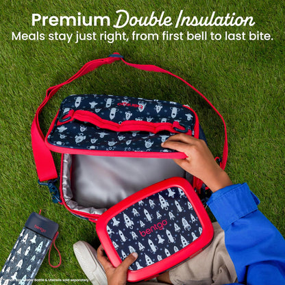 Bentgo Kids Lunch Bag - Durable, Double-Insulated Lunch Bag for Kids 3+; Holds Lunch Box, Water Bottle, & Snacks; Easy-Clean Water-Resistant Fabric & Multiple Zippered Pockets (Mermaid)