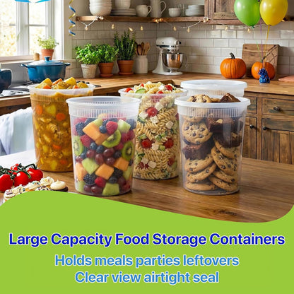 Food Storage Containers [10 Set] x [32 oz] Plastic Deli Containers with Lids Soup Meal Prep Containers | BPA Free | Stackable | Leakproof | Microwave/Dishwasher/Freezer Safe (10 Set, 32 oz)