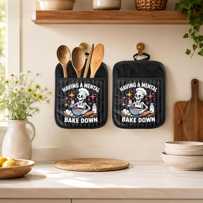 Gothic Cooking Skeleton Chef Pot Holders Heat Resistant