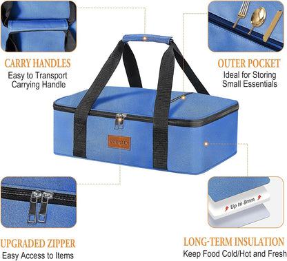 Insulated Casserole Carrier 9x13 Inch, Durable Nylon, Leak-Proof Casserole Dish Carrier, Casserole Carriers for Hot or Cold Food (Christmas)