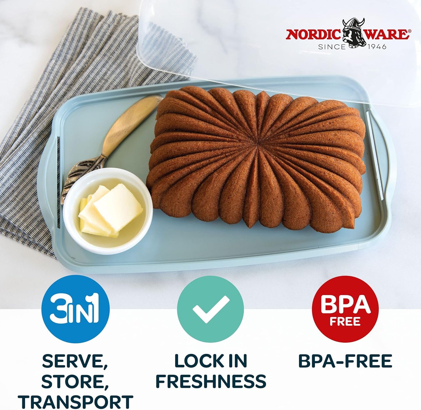 Nordic Ware Cakes and Cupcakes Carrier, Blue