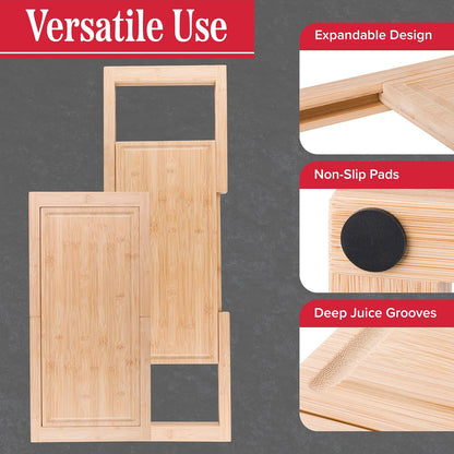 Classic Cuisine 2 in 1 Cutting Board with Strainer, Natural, 13.2” x 11.5”
