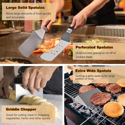 238PCS Premium Griddle Accessories Kit, Griddle Tools for Flat Top Grill with Enlarged Spatulas, Burger Press, Basting Cover & Storage Bag, Flat Top Grill Accessories for Outdoor Barbecue