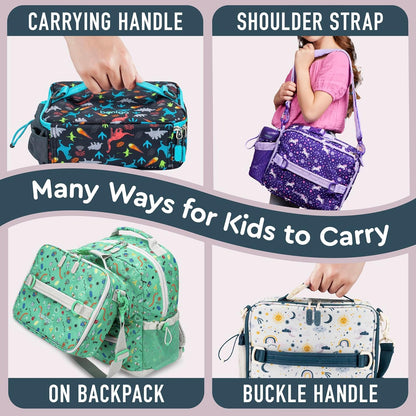 Bentgo Kids Lunch Bag - Durable, Double-Insulated Lunch Bag for Kids 3+; Holds Lunch Box, Water Bottle, & Snacks; Easy-Clean Water-Resistant Fabric & Multiple Zippered Pockets (Mermaid)