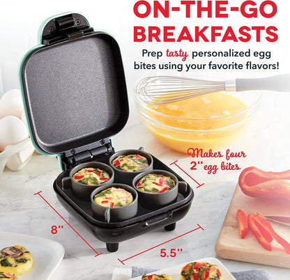 Dash Deluxe Egg Bite Maker - Electric Egg Bite Maker for Healthy Protein Snacks - Quick Cleanup, Space-Saving Design & Non-Slip Feet - 4 Servings, Aqua