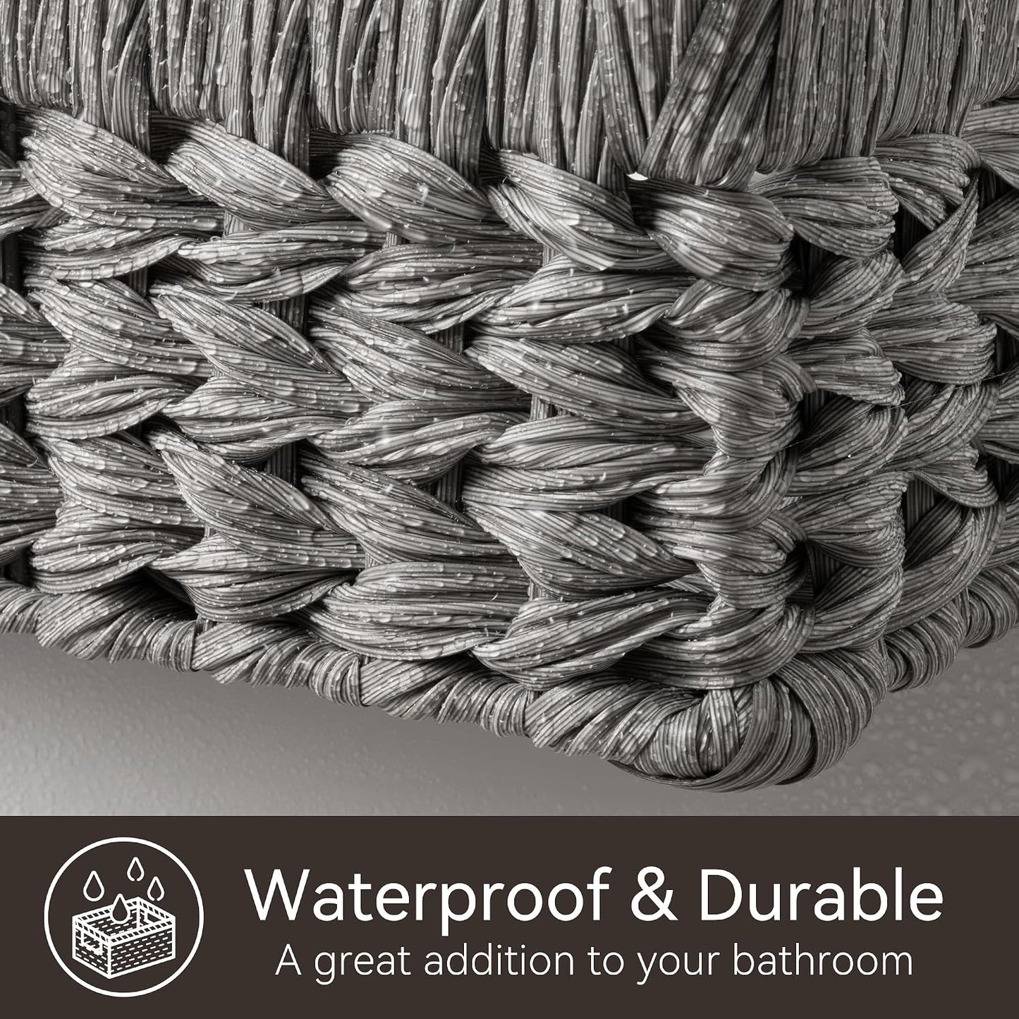 GRANNY SAYS Wicker Storage Baskets for Shelves, Water Hyacinth Basket with Scalloped Edge, Storage Wicker Baskets for Pantry, Large, 2-Pack